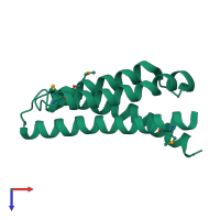 PDB entry 2huj coloured by chain, top view.