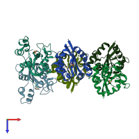 PDB entry 2hur coloured by chain, top view.