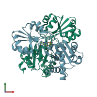 PDB entry 2hut coloured by chain, front view.