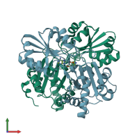 PDB entry 2hux coloured by chain, front view.
