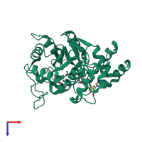 PDB entry 2hv5 coloured by chain, top view.