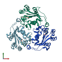 PDB entry 2hve coloured by chain, front view.