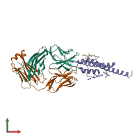 PDB entry 2hvk coloured by chain, front view.