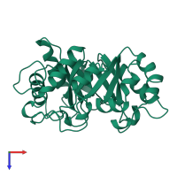 PDB entry 2hvm coloured by chain, top view.