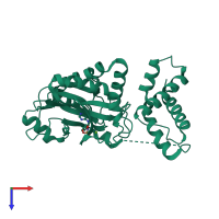 PDB entry 2hvq coloured by chain, top view.