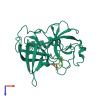 PDB entry 2hvx coloured by chain, top view.
