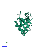 PDB entry 2hw4 coloured by chain, side view.