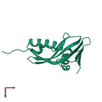 PDB entry 2hw4 coloured by chain, top view.