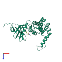PDB entry 2hw7 coloured by chain, top view.