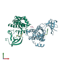 PDB entry 2hwo coloured by chain, front view.