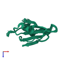 PDB entry 2hwt coloured by chain, ensemble of 31 models, top view.