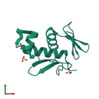 PDB entry 2hwv coloured by chain, front view.