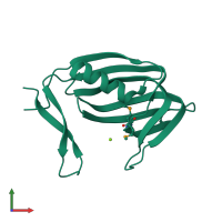 PDB entry 2hx0 coloured by chain, front view.