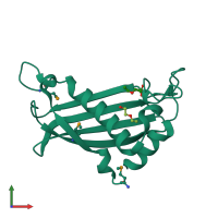 PDB entry 2hx5 coloured by chain, front view.