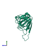 PDB entry 2hxb coloured by chain, side view.