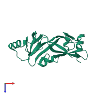 PDB entry 2hxb coloured by chain, top view.