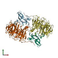 PDB entry 2hxc coloured by chain, front view.