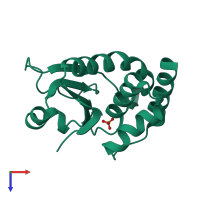 PDB entry 2hxp coloured by chain, top view.