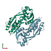 PDB entry 2hxr coloured by chain, front view.