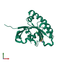 PDB entry 2hxs coloured by chain, front view.
