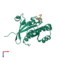 PDB entry 2hxs coloured by chain, top view.