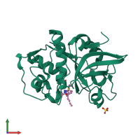 Monomeric assembly 1 of PDB entry 2hxz coloured by chemically distinct molecules, front view.