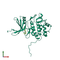 PDB entry 2hy0 coloured by chain, front view.