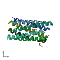 PDB entry 2hy6 coloured by chain, front view.