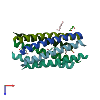 PDB entry 2hy6 coloured by chain, top view.