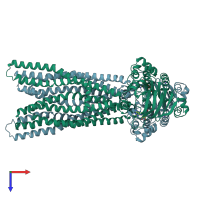 PDB entry 2hyd coloured by chain, top view.