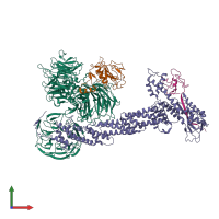 PDB entry 2hye coloured by chain, front view.