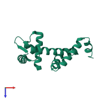 PDB entry 2hyg coloured by chain, top view.