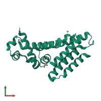 PDB entry 2hyj coloured by chain, front view.