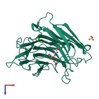 PDB entry 2hyk coloured by chain, top view.