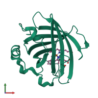 PDB entry 2hys coloured by chain, front view.