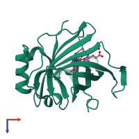 PDB entry 2hys coloured by chain, top view.
