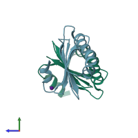PDB entry 2hz5 coloured by chain, side view.