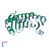 PDB entry 2hz5 coloured by chain, top view.