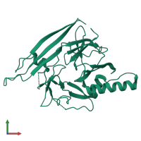 PDB entry 2hz6 coloured by chain, front view.