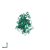 PDB entry 2hz7 coloured by chain, side view.