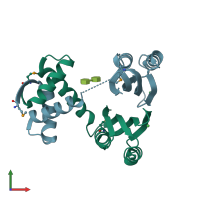 PDB entry 2hza coloured by chain, front view.