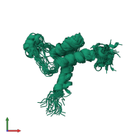 PDB entry 2hzd coloured by chain, ensemble of 25 models, front view.