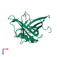 PDB entry 2hzr coloured by chain, top view.