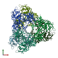 PDB entry 2i00 coloured by chain, front view.