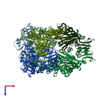 PDB entry 2i00 coloured by chain, top view.