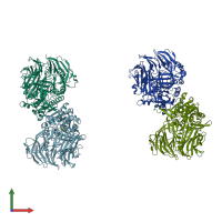 PDB entry 2i03 coloured by chain, front view.