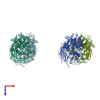 PDB entry 2i03 coloured by chain, top view.