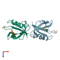 PDB entry 2i04 coloured by chain, top view.