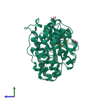 PDB entry 2i0h coloured by chain, side view.