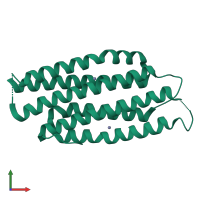 PDB entry 2i0m coloured by chain, front view.
